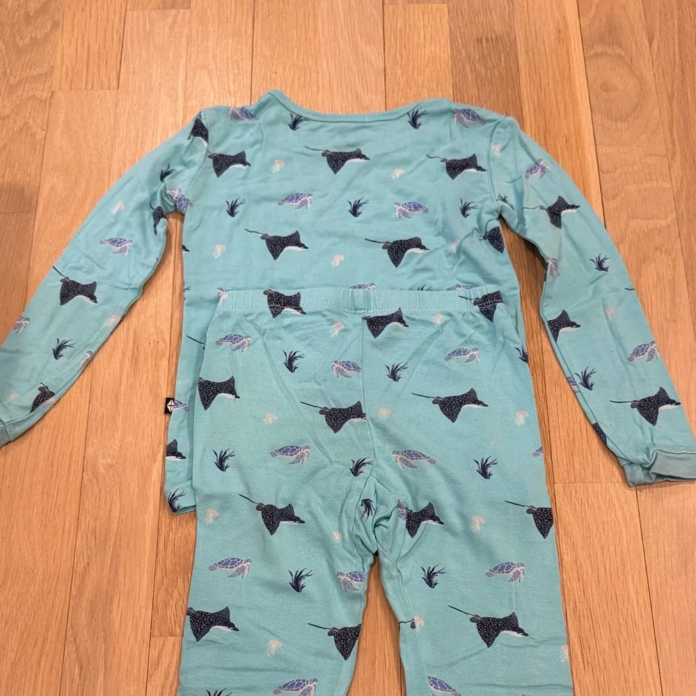 Kyte BABY Teal Stingray and Turtle Pajama Set Size 4T